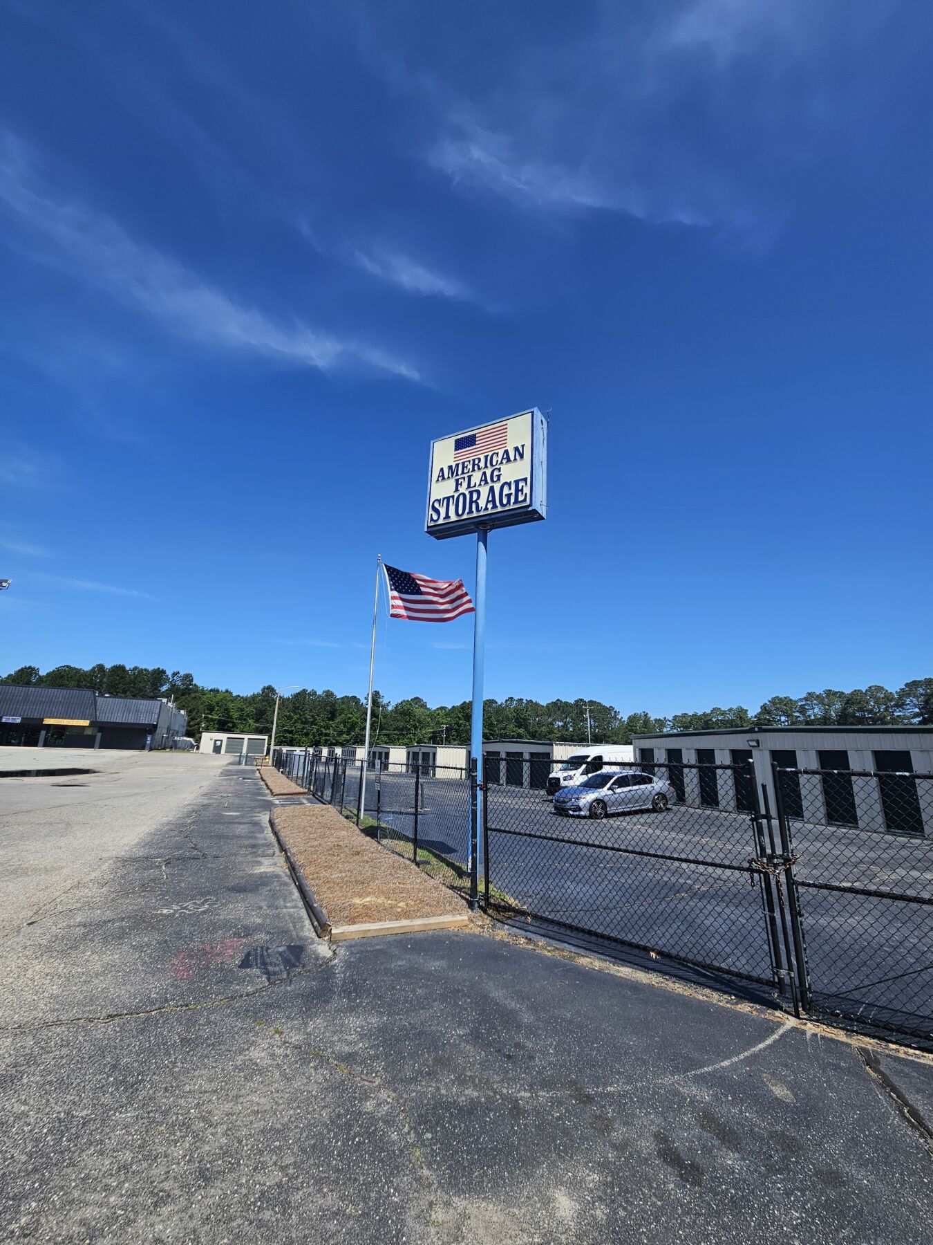 American Flag Storage Ramsey Street outdoor sign